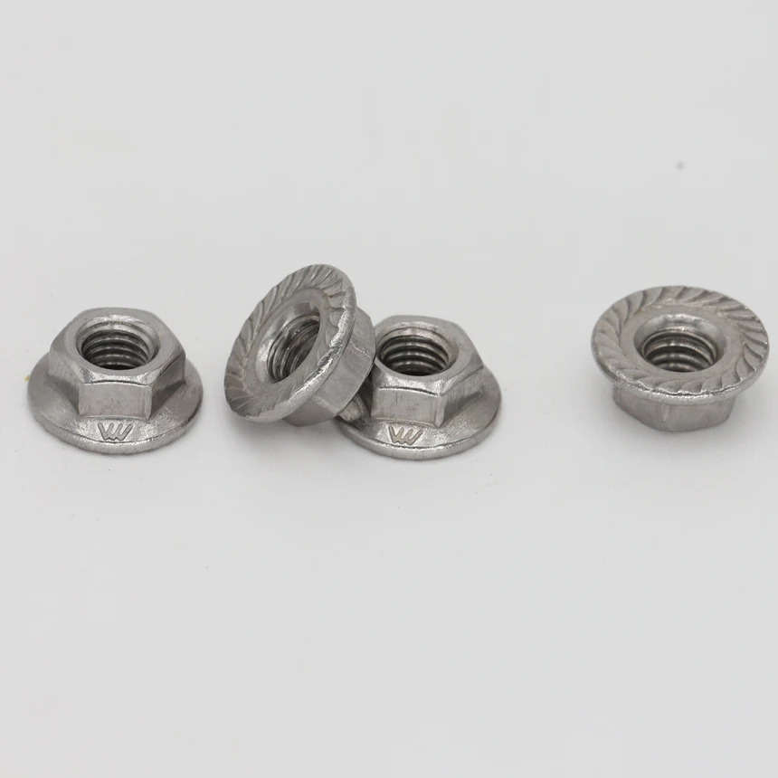 M8 M10 M12 316 Stainless Steel 316SS DIN6923 Metric Heavy Lock Antiskid Serrated Torque Type Metal Hex Hexagon Flange Nut