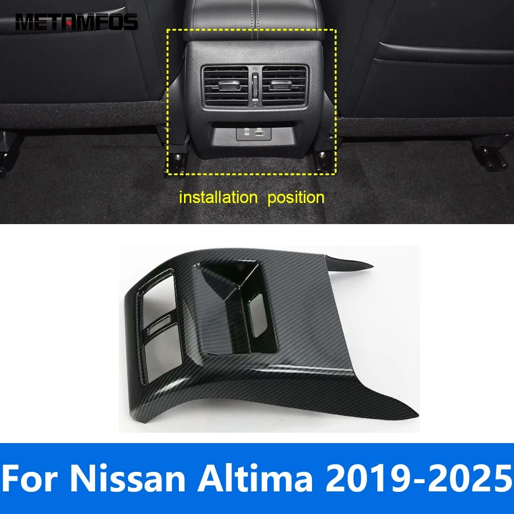 

Armrest Box Rear Air Condition Vent Outlet Cover Trim For Nissan Altima 2019-2023 2024 2025 Carbon Fiber Interior Accessories