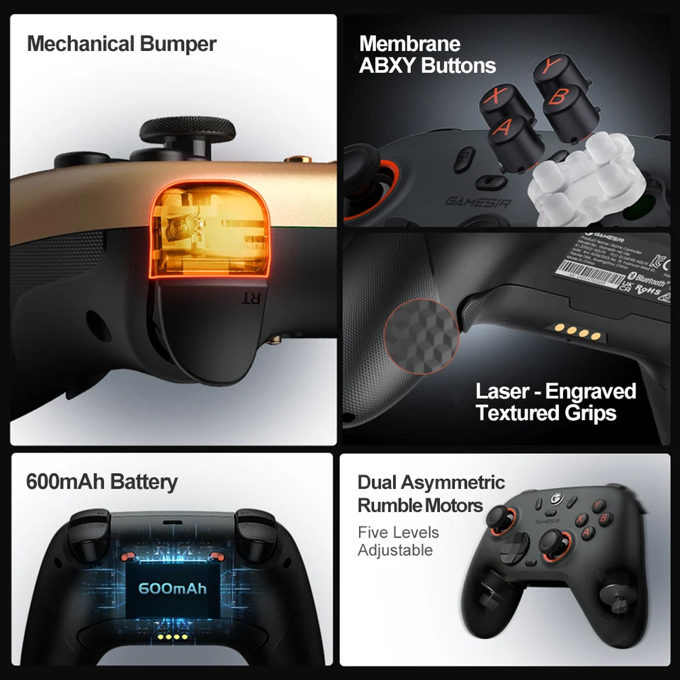 Gamesir Nova 2 Lite Controlador para PC Nintendo Switch Bluetooth Inalámbrico Efecto Hall Latencia Ultra Baja de Palanca Bumper Mecánico 5