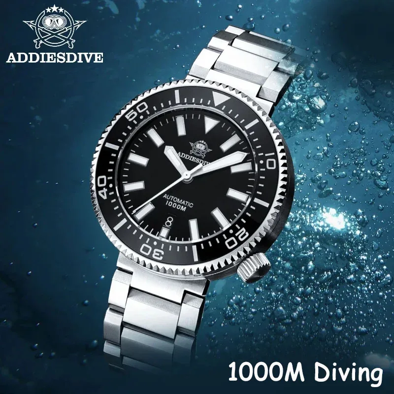ADDIESDIVE Top Brand 1000m Diver Stainless Steel Watch Men's Sapphire Crystal Automatic Mechanical Watches Luminous Wristwatches