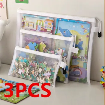 Örgü Fermuarlı Dosya Çantası Oyuncak saklama çantası yapı taşı bulmaca alt paket çantası çocuk fermuarlı şeffaf bitirme saklama kutusu