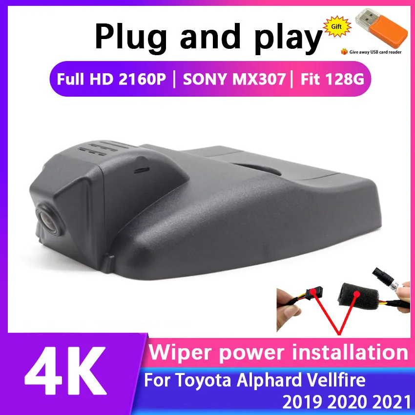 

Plug and play Car DVR Wifi Video Recorder Dash Cam Camera For Toyota Alphard Vellfire 2019 2020 2021 Control by Mobile Phone App