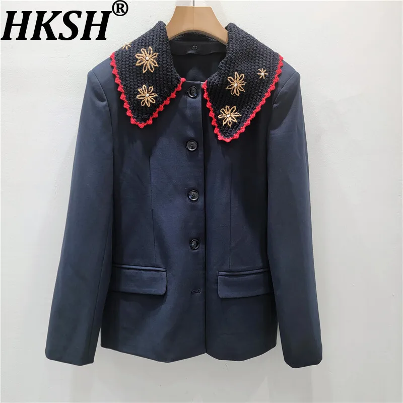 

HKSH весенне-осенний новый женский пиджак с отложным воротником, однобортный корейский элегантный модный универсальный пиджак, повседневное пальто HK13146