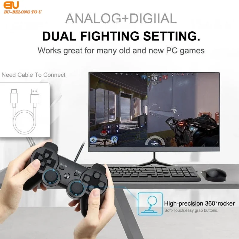 sony Ps3 لاسلكي يد سوني ٣ يد بلايستيشن بلوتوث pubg game controller for sony Playstation 3/PC Joypad Game stick يد بي سي يد تحكم pc gamepads accessories Dual Vibration shock