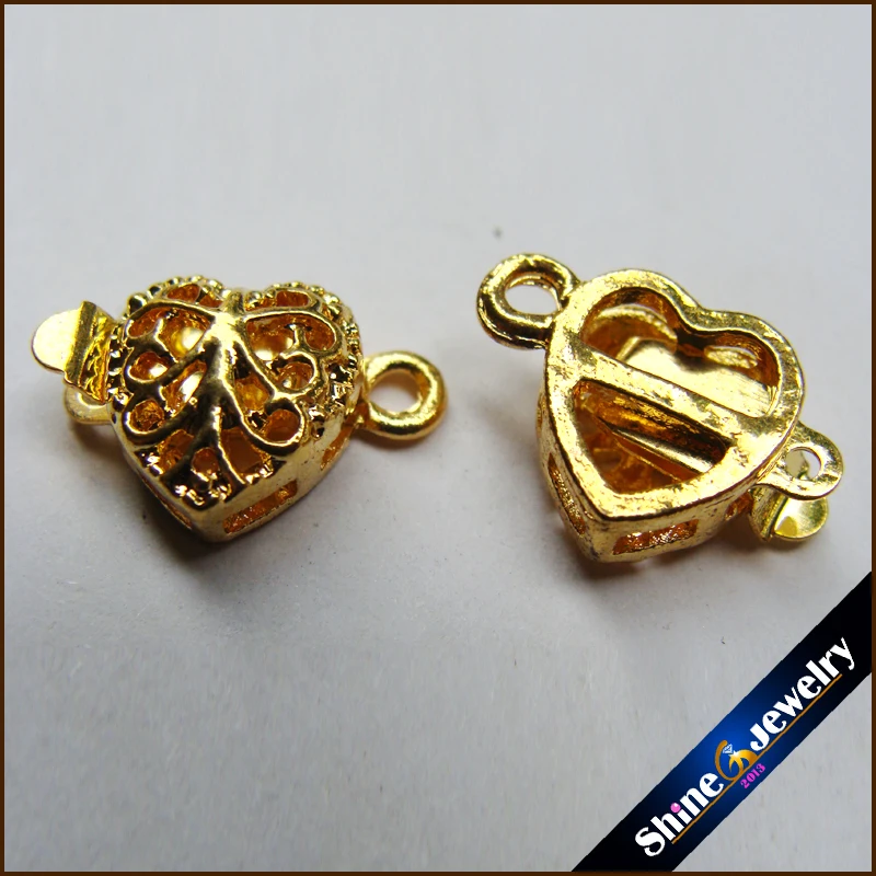 1 Strings Silver & Gold Plating Heart Filigree Flower Box beads Clasps hooks for bracelets Toggle Connector jewelry findings