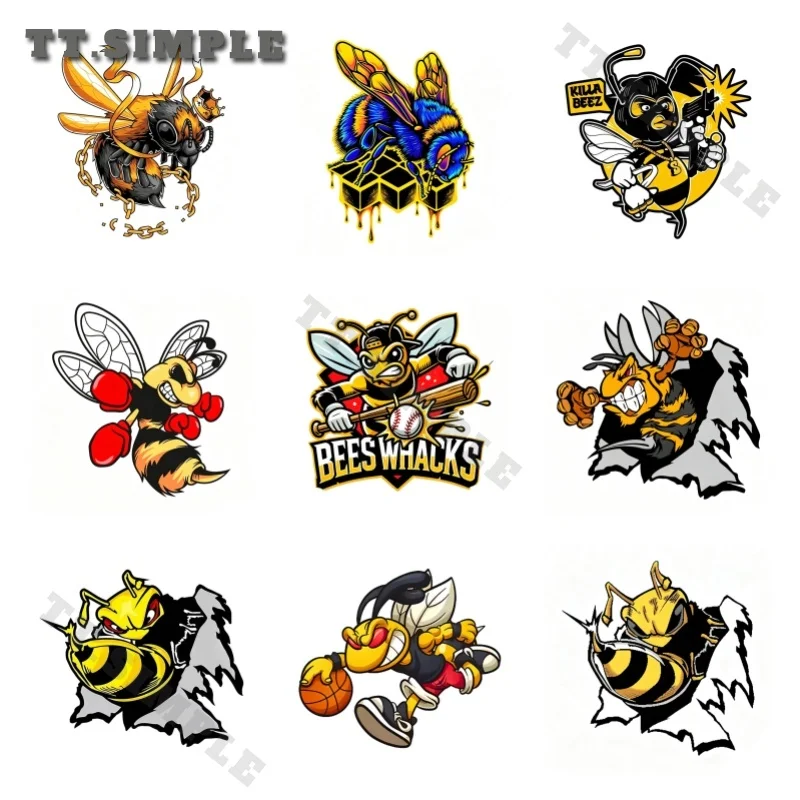 TT Funny Cartoon Killer Bee Car Stickers Humorous DIY Custom Printing Laptop Decoration Suitable for Auto Accesorios Para Auto