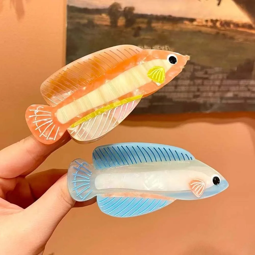 

Acrylic Guppy Hair Claw Fish Contrast Color Silver Arowana Shark Clip Korean Style Swordfish Acetic Acid Hair Claw Girls