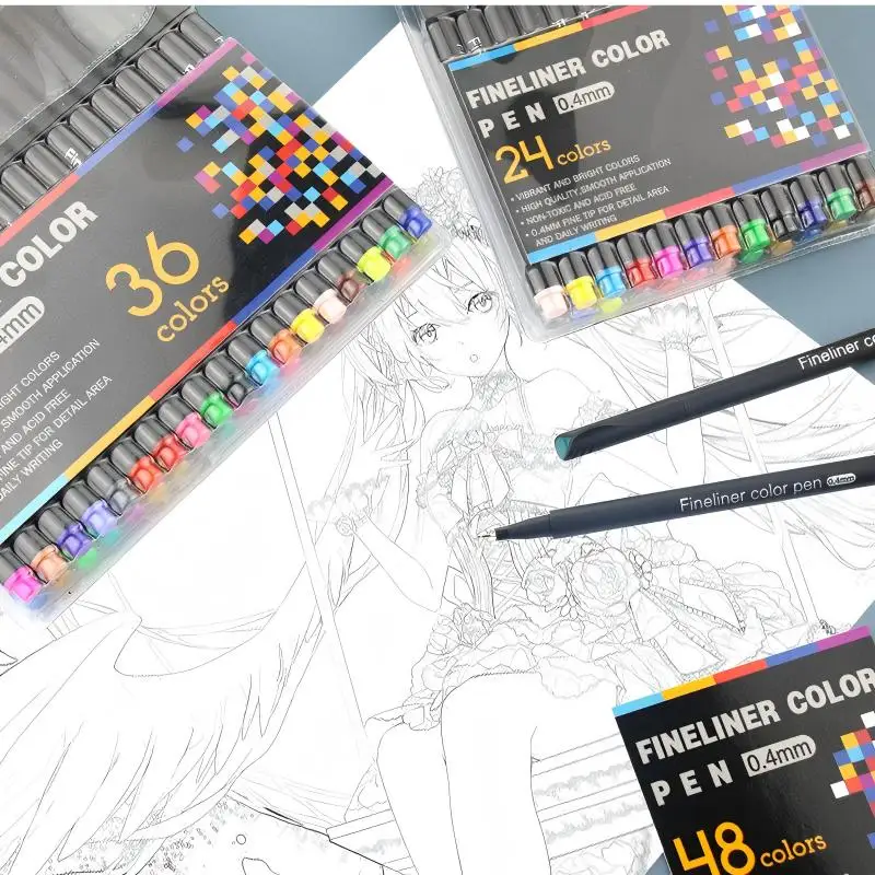 

12/24/36/48/60/100 Color Set 0.4mm Micro Tip Fineliner Pen Drawing Painting Professional Sketch Fine Line Art Marker Kids Gift