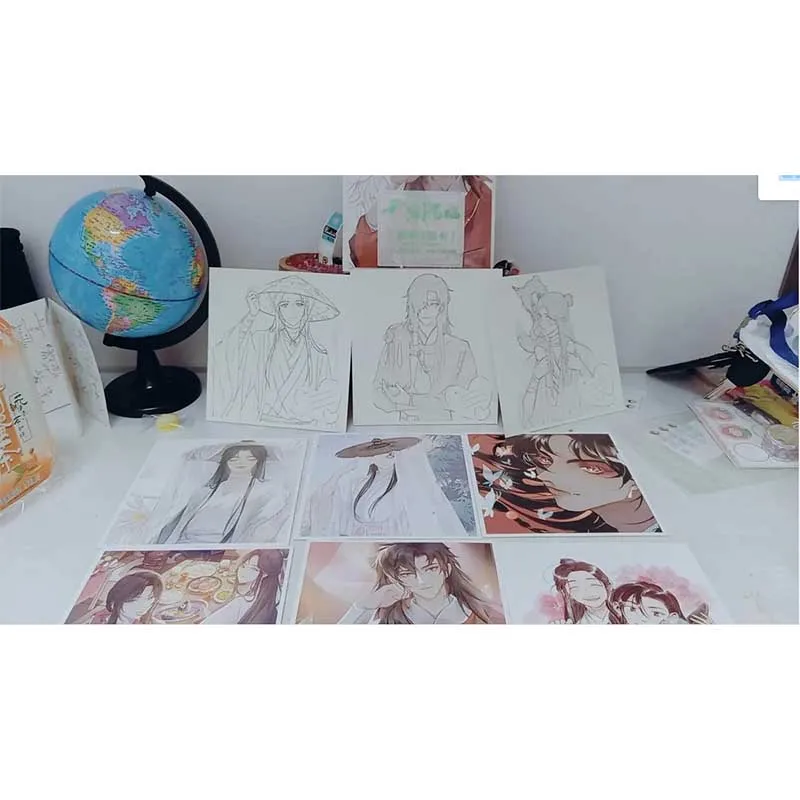 tian guan ci fu/heaven official’s blessing 24 original anime images and corresponding Hand drawn artwork coloring book