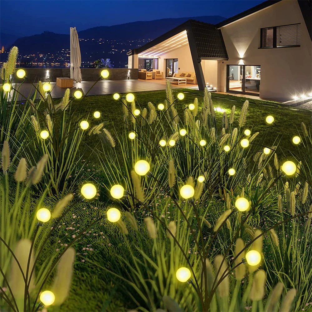 Solar Lights Outdoor LED Garden Firefly Lamp Swaying Light Starburst Landscape Path Waterproof  Lawn Sidewalk Pathway Yard Patio