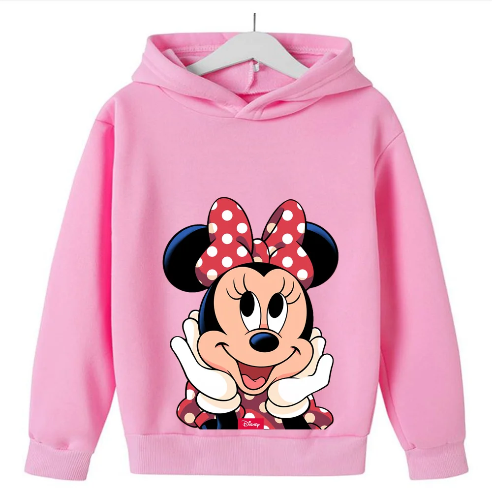 Sweats à capuche Disney Minnie Mouse pour enfants, sweat-shirt pour enfants, vêtements pour bébés garçons, pull de printemps mignon, nouveau