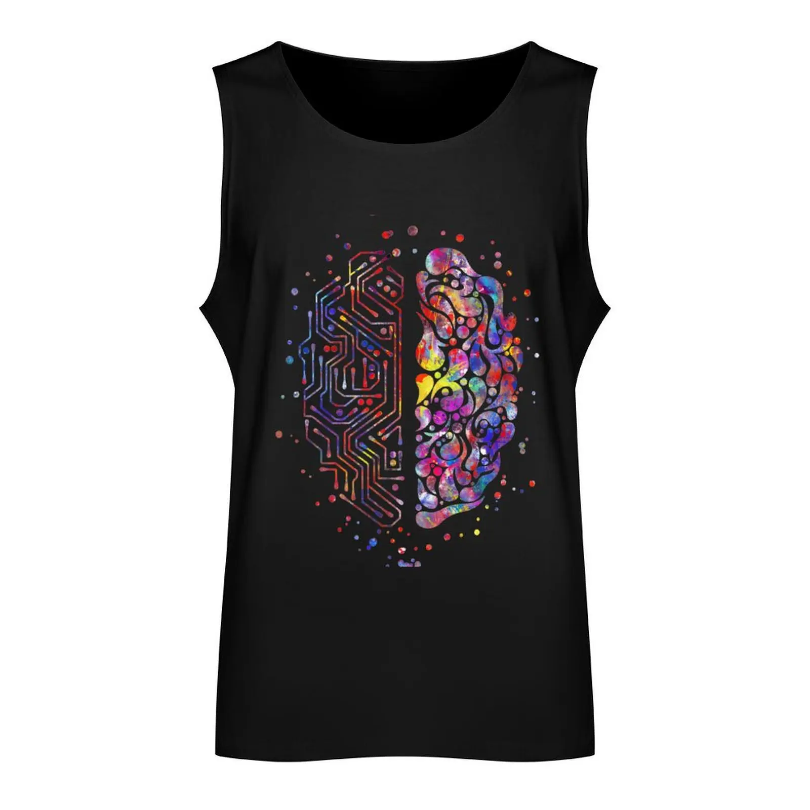 Circuit board brain,watercolor circuit board brain, science art, science Tank Top male top singlets for men