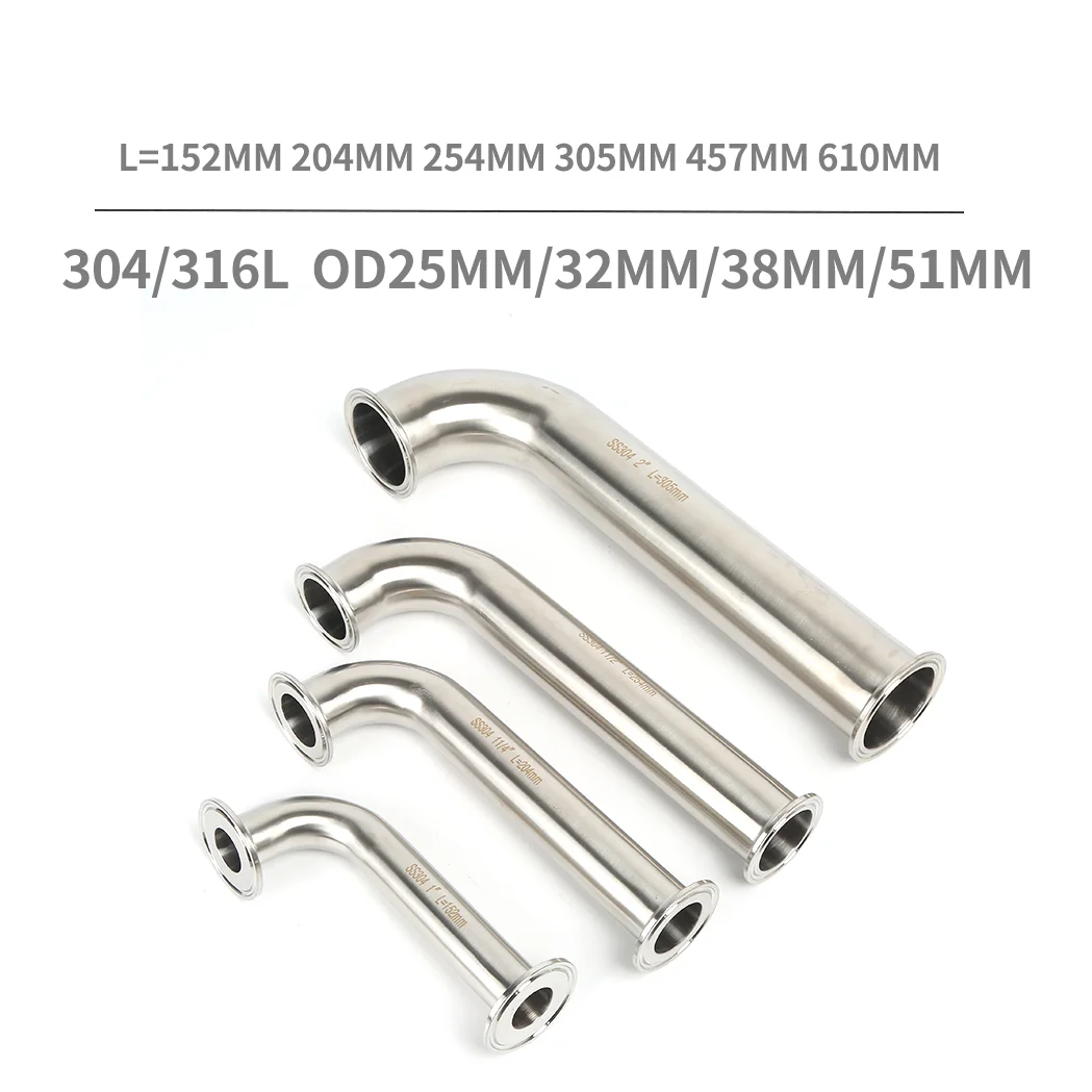 

SS304 Stainless Steel Sanitary Tri Clamp Elbows 90 DegreeLong clamp Elbow 1" 11/4" 11/2" 2" Elbows with extention tube Elbows