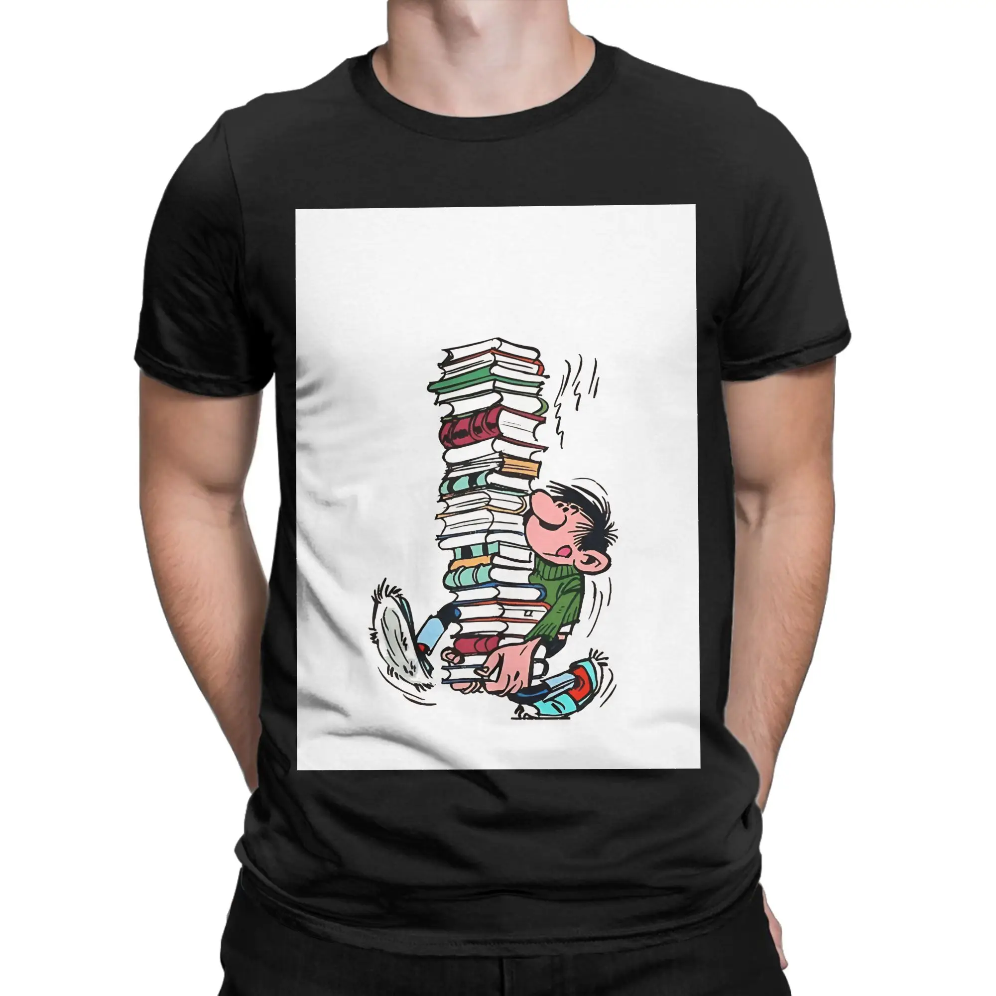 Gaston lagaffe Graphic painting Funny Graphic 100% Cotton T-Shirt Gaston Lagaffe Tops Tees For Men