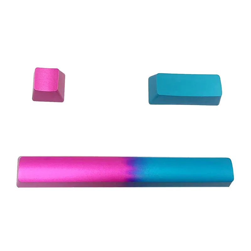 Custom Mechanical Keyboard CNC Aluminum Metal Keycaps, Camo Gradient Spacebar ESC Enter Keycap Set