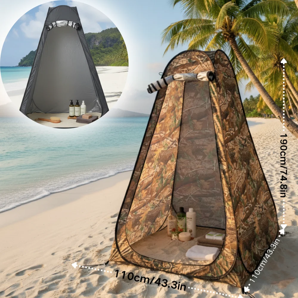 1Pc Pop Up Shower Tent Double Zipper from Inside and Outside Portable Outdoor Privacy Toilet Changing Room