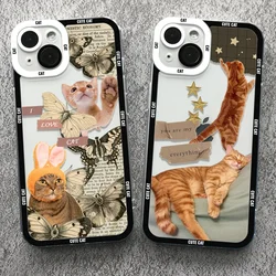 Case For iPhone 16 15 14 13 12 11 Pro Max Mini XS X XR SE 7 8 Plus Soft Cover Cute Cat Dog Sticker