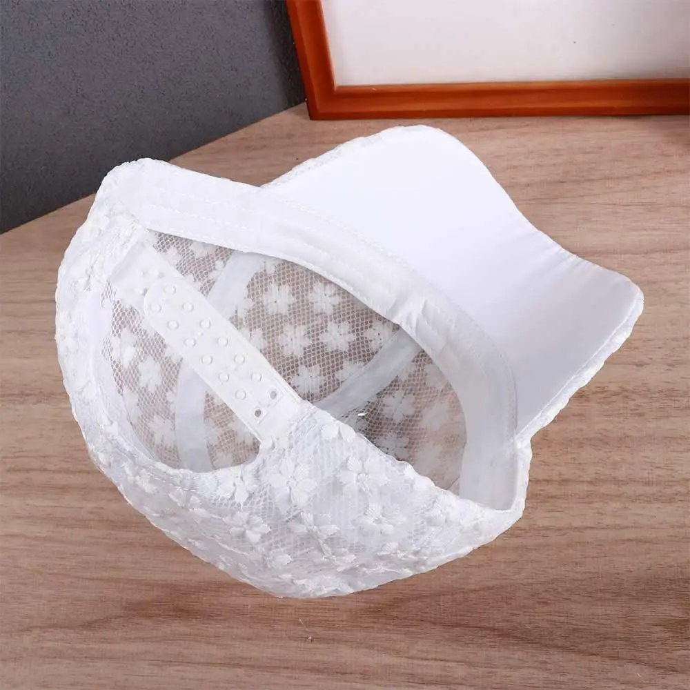 

Регулируемая дышащая корейская бейсболка в стиле хип-хоп для девочек с кружевными козырьками, сетчатая шляпа с цветком, бейсболка