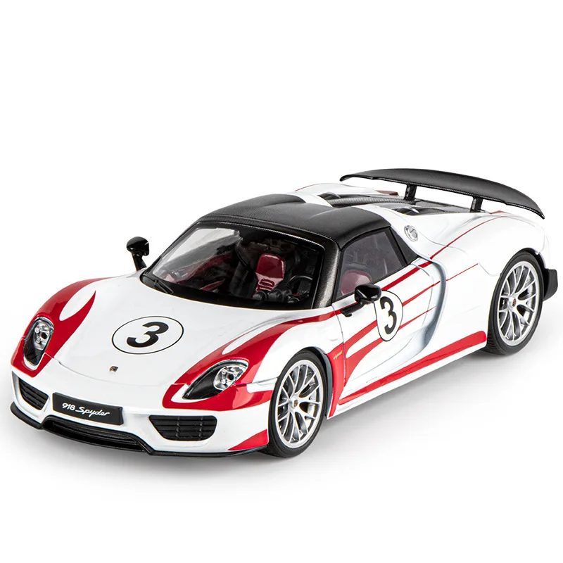 

1:18 918 Spyder Alloy Supercar Model Diecast Toy with Sound Light Pull Back Doors Opened Miniature Cars Friends Gift
