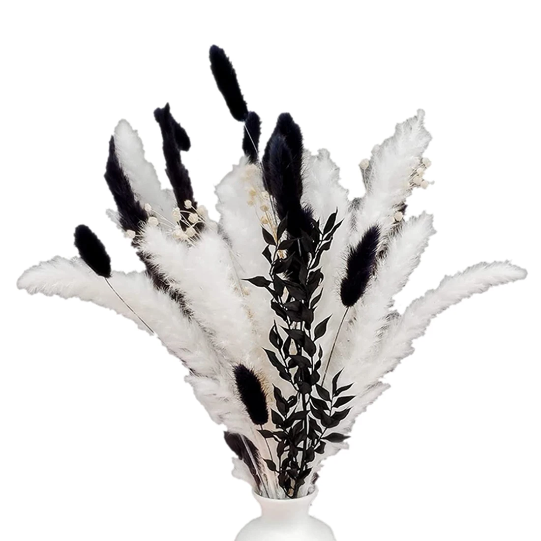 Pampas Grass, Charm Pampas Grass Decor for Room, Office, and Other Space (Black and White)