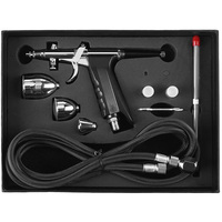 Airbrush Kit Air Brush Accessories Set Double Action Trigger Spray Gun with 0.3/0.5/0.8mm Nozzle and 2/5/13CC Paint Cup Airbrush