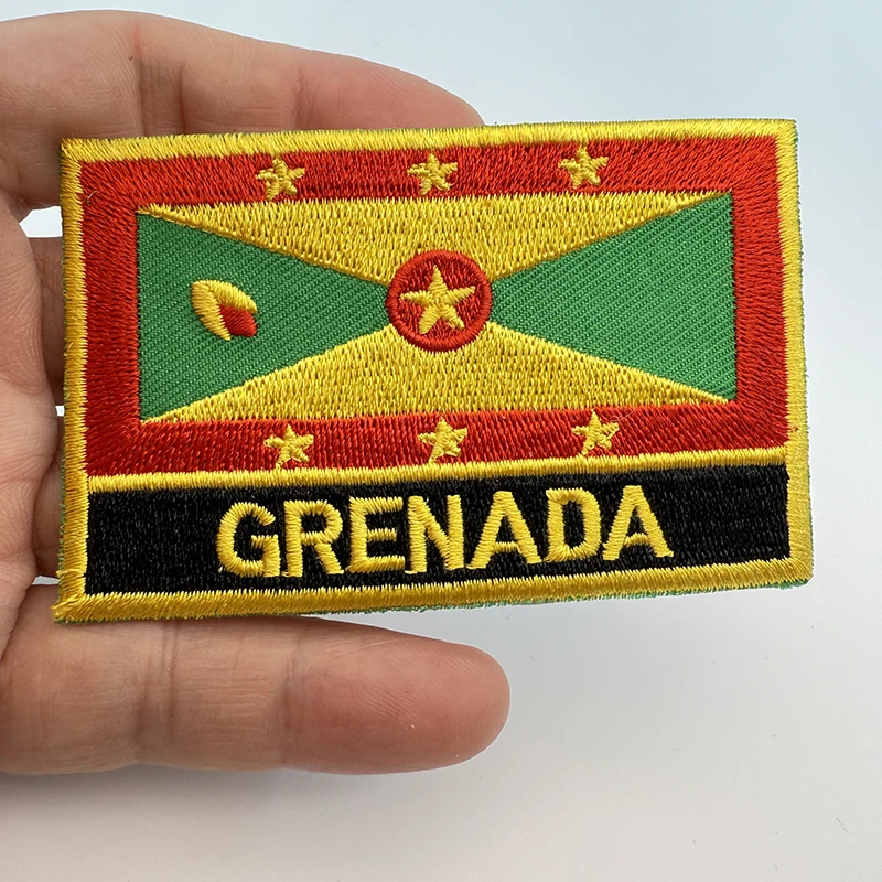 8*5cm Grenada Rectangle Shape Iron-on Saw on Flag Patch Embroidered Saw on Badges Patches for Clothing