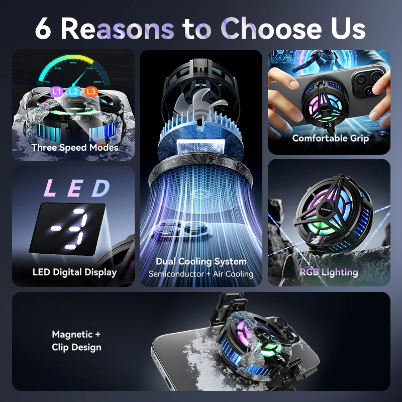 Vention المغناطيسي Modile الهاتف برودة الهاتف الخليوي المبرد لعبة آيفون البث المباشر Redmi الأسود شارب المبرد مع مروحة التبريد #3