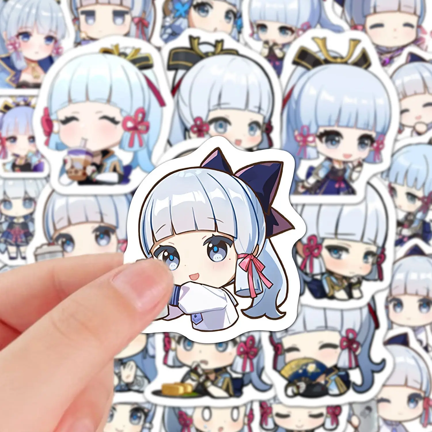 Kamisato Ayaka 60Pcs Genshin Impact Anime Student Stickers Decoration Laptop Phone Suitcase Notebook Label Stationery Sticker view 4