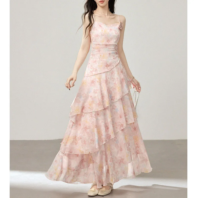 sam edelman pink dress Sam Edelman Womens Pleated Mid Calf Maxi Dress Pink 4