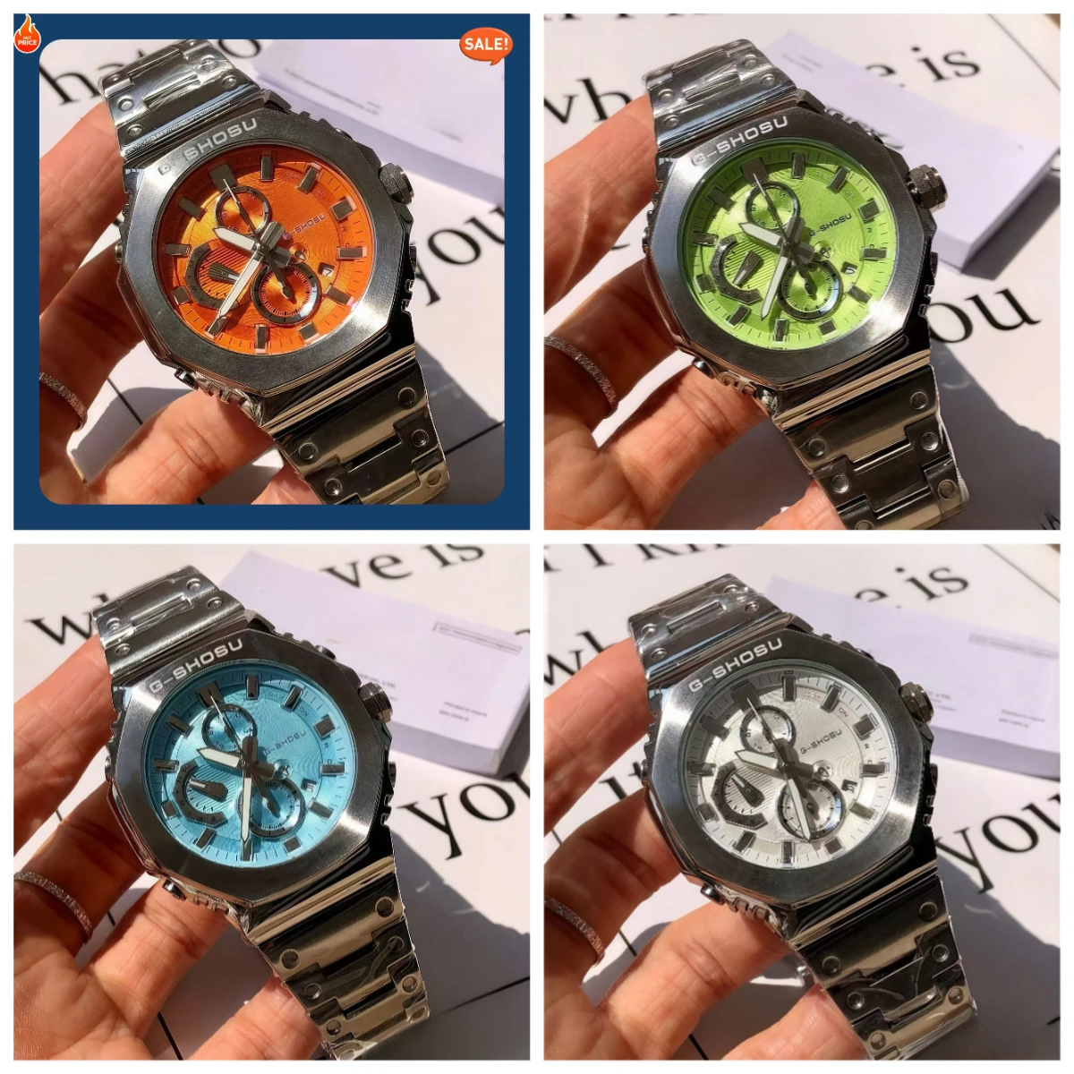 

9898 Store Sports Quartz Unisex Watch World Time Stainless Steel Large Dial Compass All Hands Operational GMC Series 170g