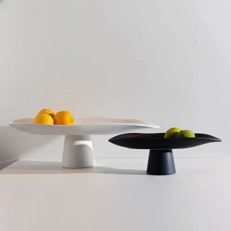 Ceramic High Leg Tray Creative Multi-purpose Snack Cake Fruit Storage Tray Room Home Kitchen Decorations Tableware
