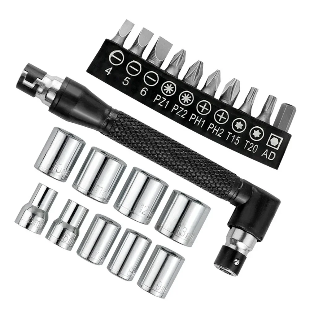 

21pcs Socket Wrench Screwdriver Bits 1/4 Socket Double Headed Wrench L-Shaped Screwdriver Spanner Batch Head Socket Hand Tools