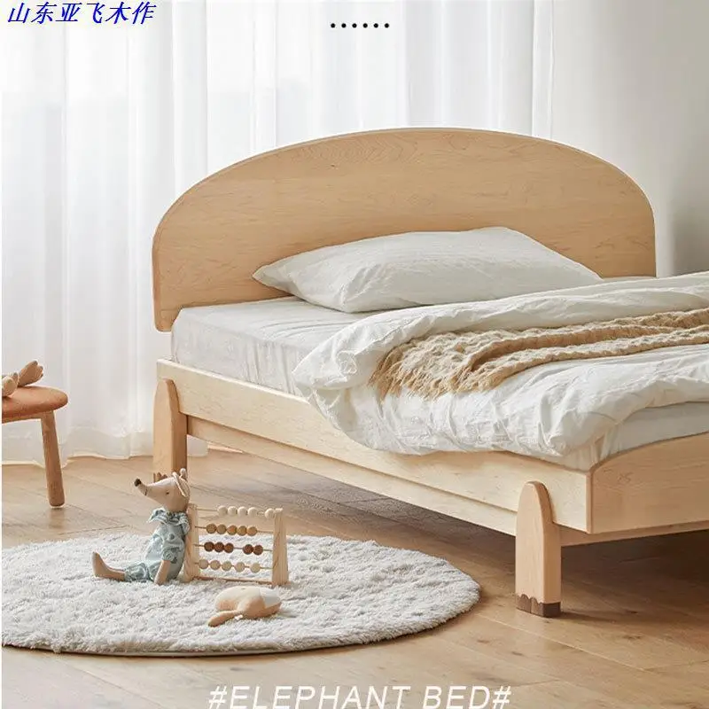 

Customizable North American Hard Maple Elephant Bed with Guardrail