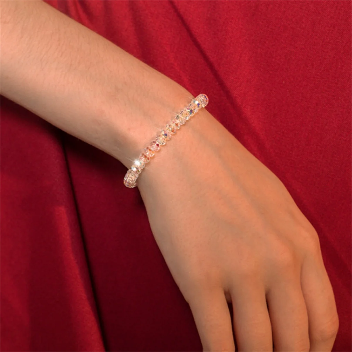 Minimalistische bunte Kristallperlen-Stretch-Armbänder, schlichte, elegante Kristall-Armreifen, Hochzeit, Party, Schmuck, Geschenke für Frauen und Männer