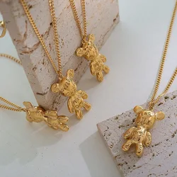 Fashion Cute Letter Bear Necklace Elegant Stainless Steel Pendant Necklace Girls' Gift Hot Sale Women's Jewelry