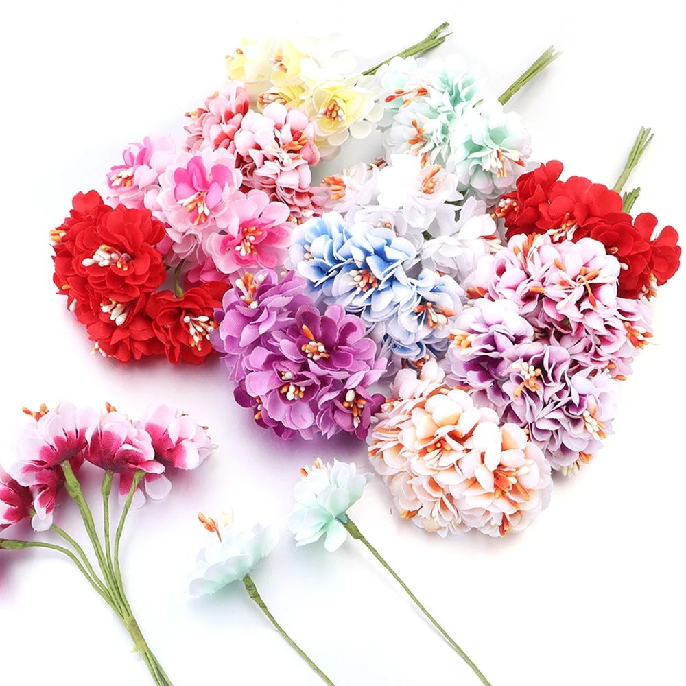 

6pcs Artificial Flower Stamen Handmade Fake Flowers Bouquet Wedding Party Decoration DIY Wreath Gift Scrapbooking Craft Supplies
