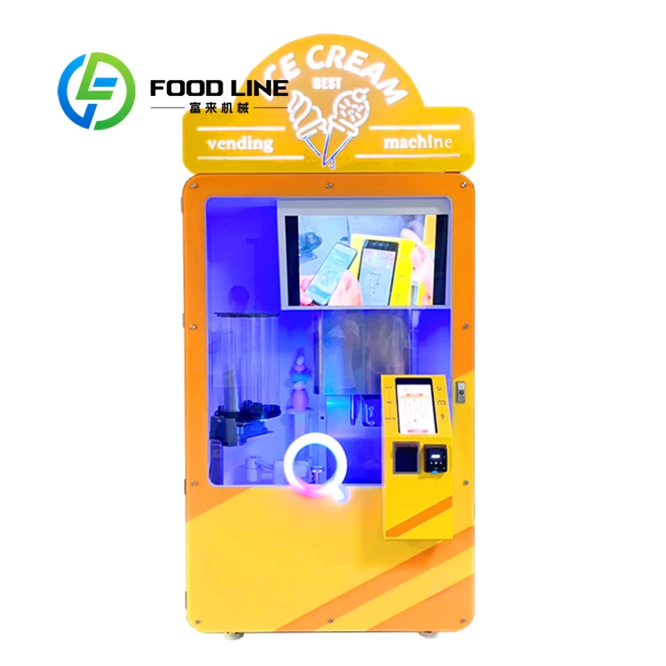 Soft Ice Cream Vending Machine Fully Automatic Robot New Style Frozen Smoothies Coin Operated Mobile Self Sevice for Sale 2026