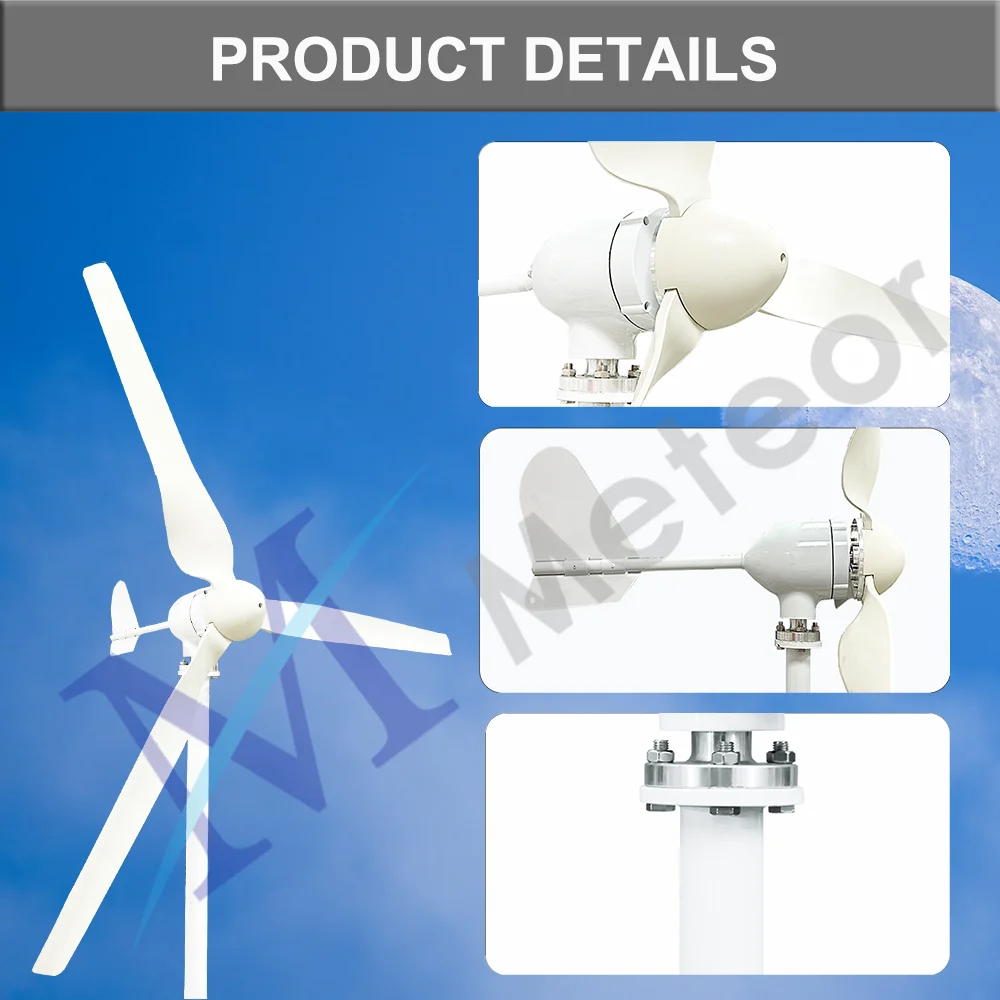 New Energy Horizontal Wind Generator 1000W 1500W Turbine 12v 24V 48V Low Noise Medium Windmill Household Camping Free Power