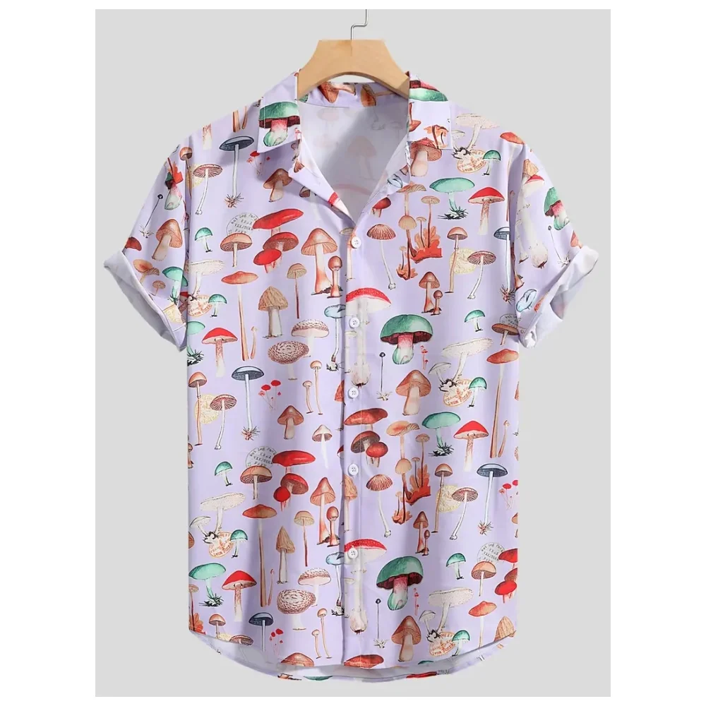 Summer Mushroom 3D Print Shirts Men Women Fashion Shirt Casual Hawaiian Streetwear Short Sleeve Shirt Blouse Man Clothing