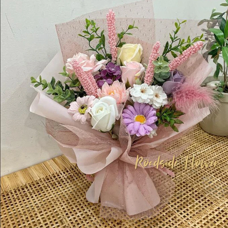 50 Stück/lot Künstliche Aster-Blütenköpfe DIY-Material für Kreative Geschenkbox-Bouquets Handgemachtes Kunsthandwerk Hochzeit Heim-Blumendekoration – Detail 4