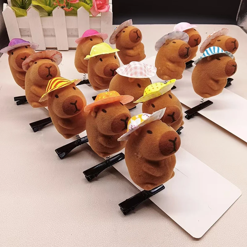 1/5pcs Cute Cartoon Capybara Spring Hair Clip Kawaii Funny Capybara Hair Accessories DIY Hair Styling Tool Children Headwear