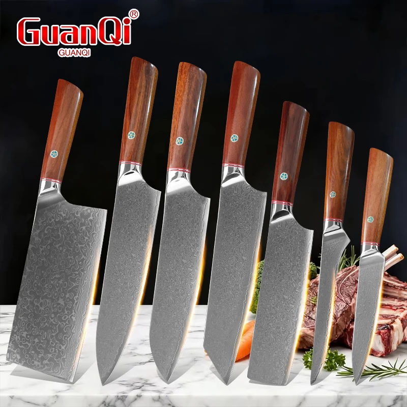 Professionelles Kochmesser aus Damaszener Stahl, Superscharf zum Schneiden von Fleisch, Fisch, Gemüse, Obst, Sashimi-Hackmesser, Küchenwerkzeug