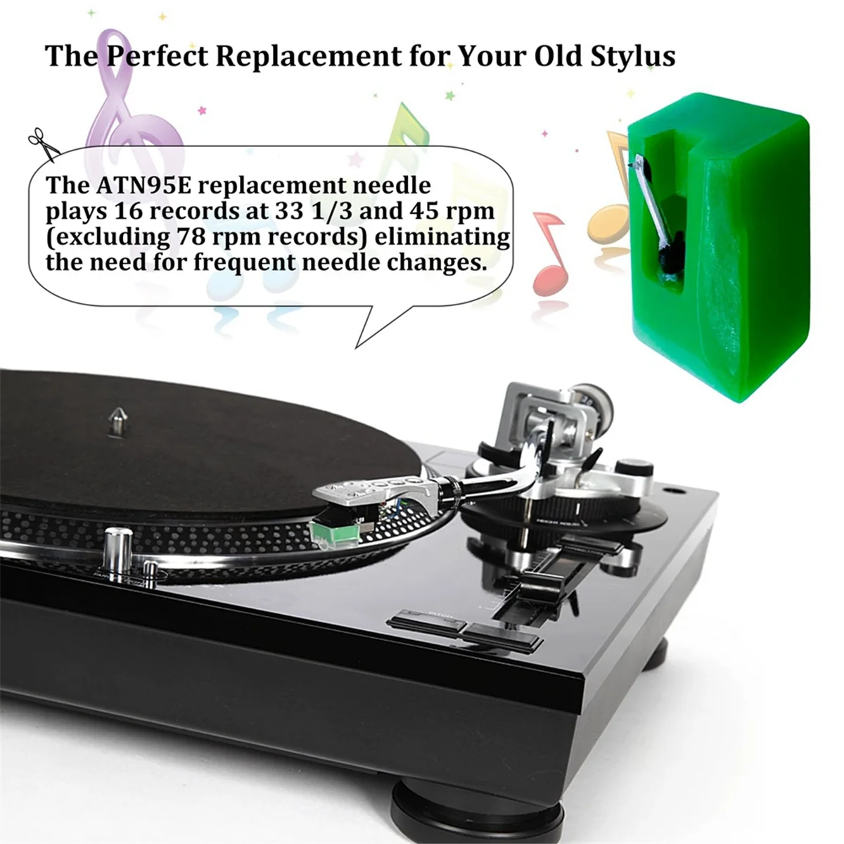 B37B-ATN95E Diamond Record Needle Replacement Stylus, for Audio-Technica AT-LP120-USB Turntables Record Player