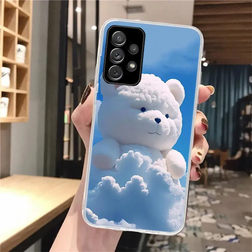 Sunny Clouds Teddy Bear Silicon Phone Case For Samsung Galaxy A52 A51 A50S A42 A32 A22 A12 A02S A30S A20S A10S A41 A31 A21S A40 view 2