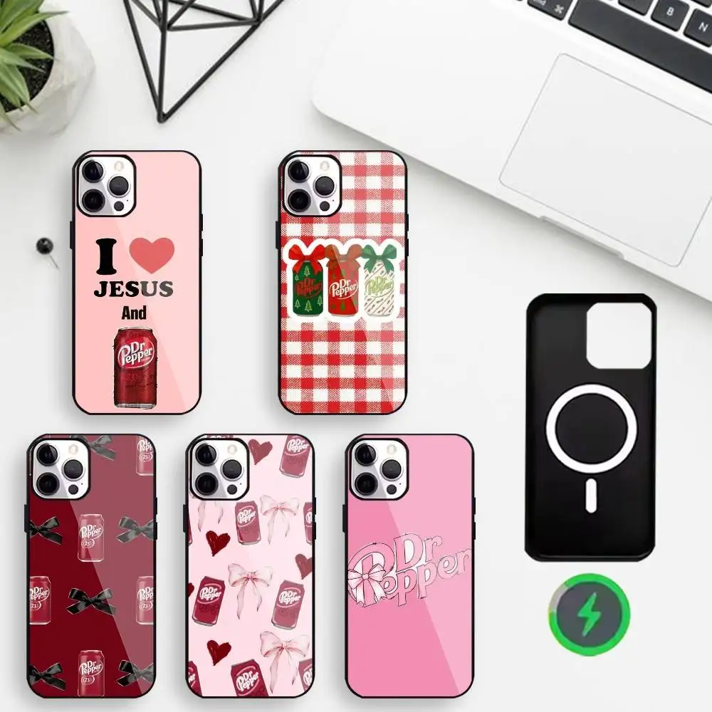 

90s Soda Vibe D-Dr-Pepper Phone Case For iPhone17,16,15,14,13,12,11 Max Black Wireless Charging Protecitve Cover