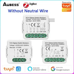 Tuya Zigbee 3.0 Smart Switch 3Gang No Neutral Wire Support 2 Way Control APP DIY Timing Breaker Works With Alexa Google Home