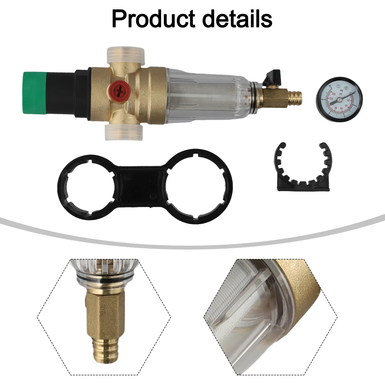 1pcs Water Pressure Regulator With Backwash Filter And Pressure Gauge DN15 DN20 DN25 Garden Irrigation Supplies