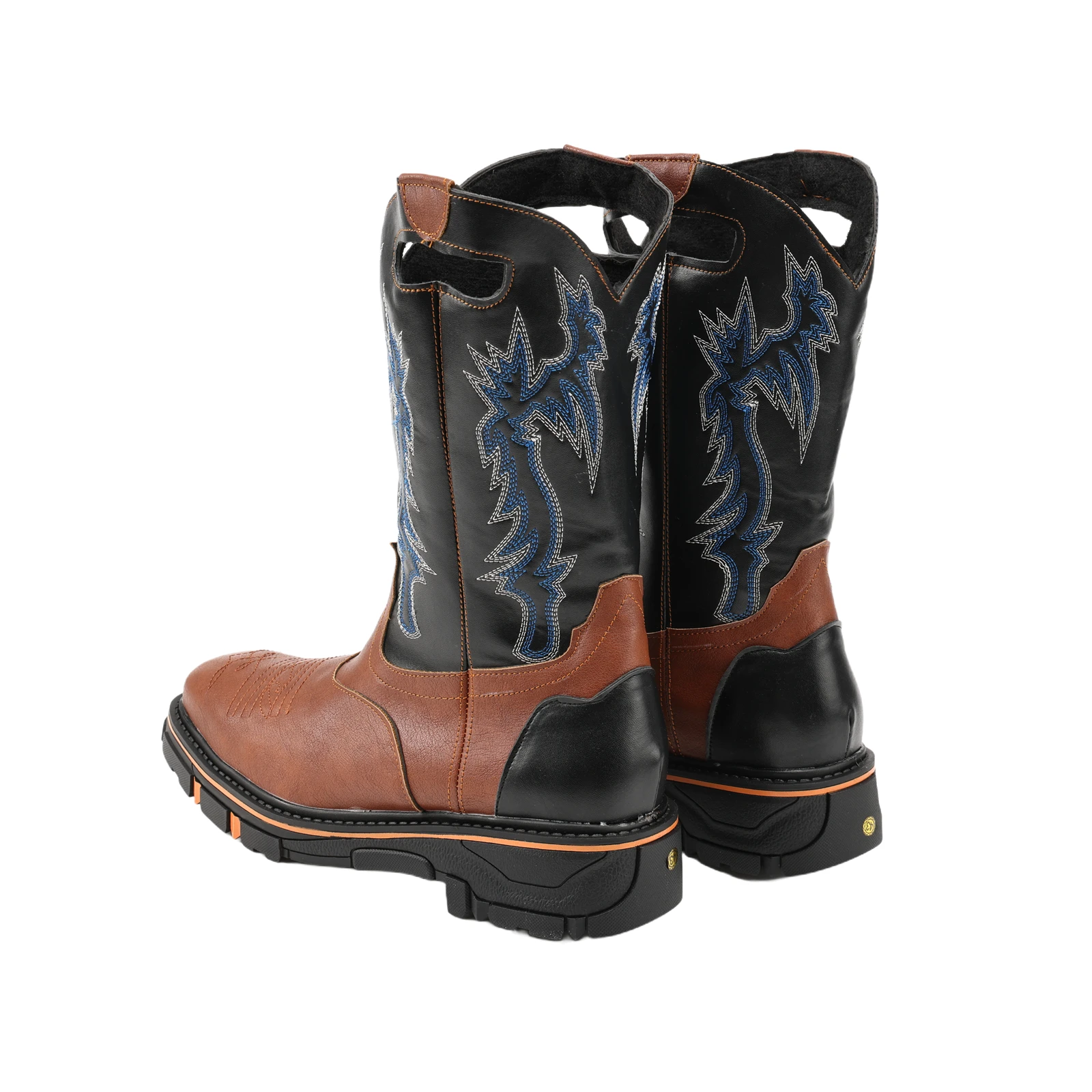 Bottes de luxe brodées pour hommes, mi-mollet, Cowboy occidental, bottes de moto à bout pointu, mi-mollet, chaussures rétro conçues pour hommes