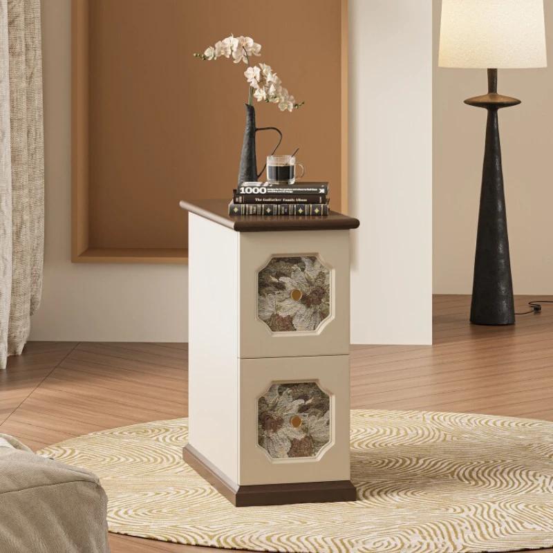 

style solid wood printing bedside niche bedroom bedside narrow small locker