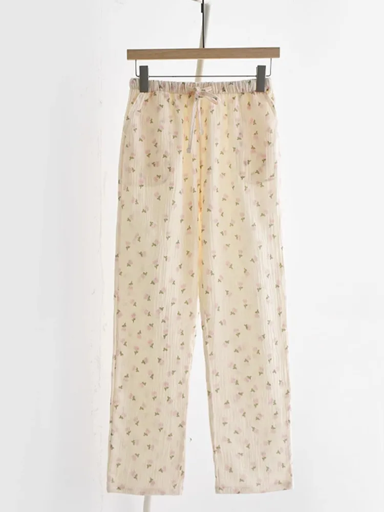 

Cute Cartoon Print Sp Pants Women's Long Trousers Spring Autumn Summer Thin Home Clothes with kets Outdoor Wearable